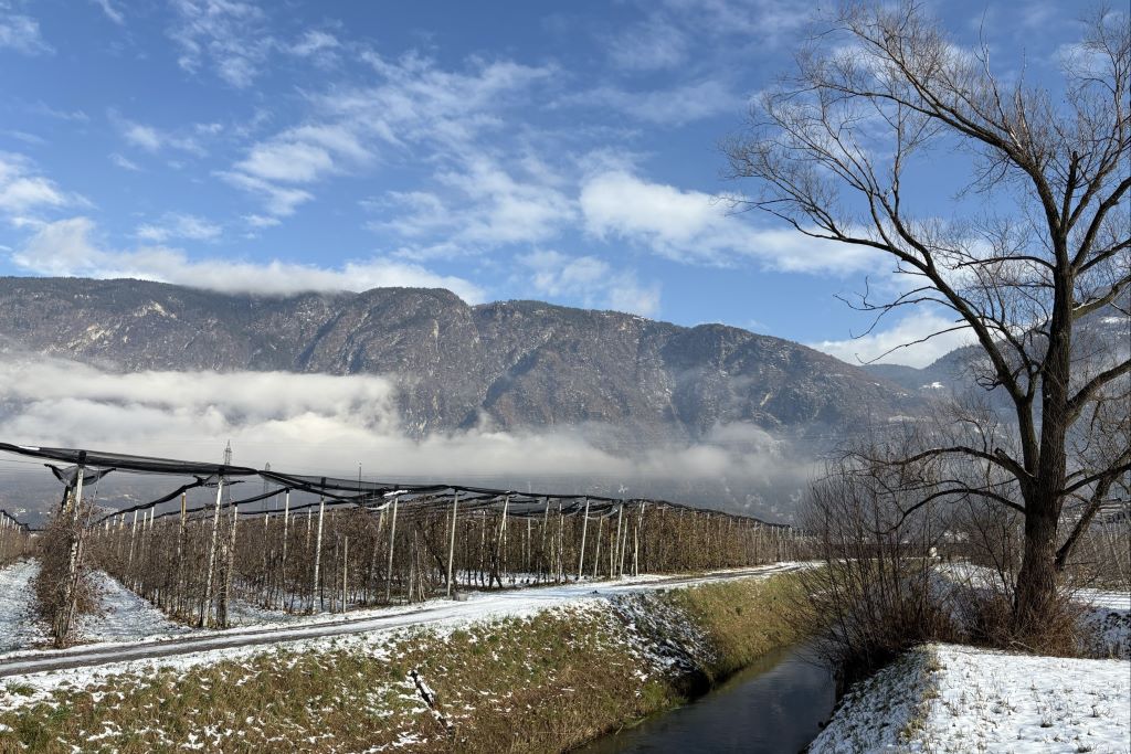 A field in Italy covered in snow.
