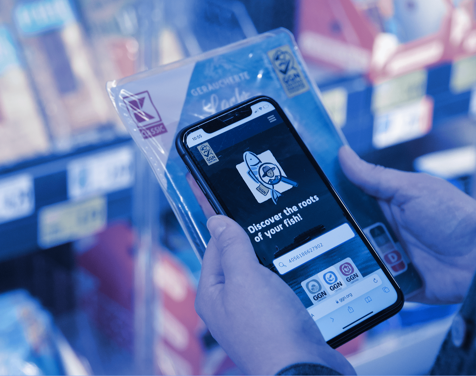 Consumer searches for an aquaculture product in the GGN label portal