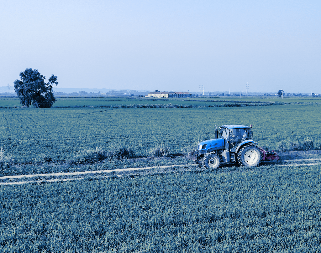 Tractor working in an agricultural field.