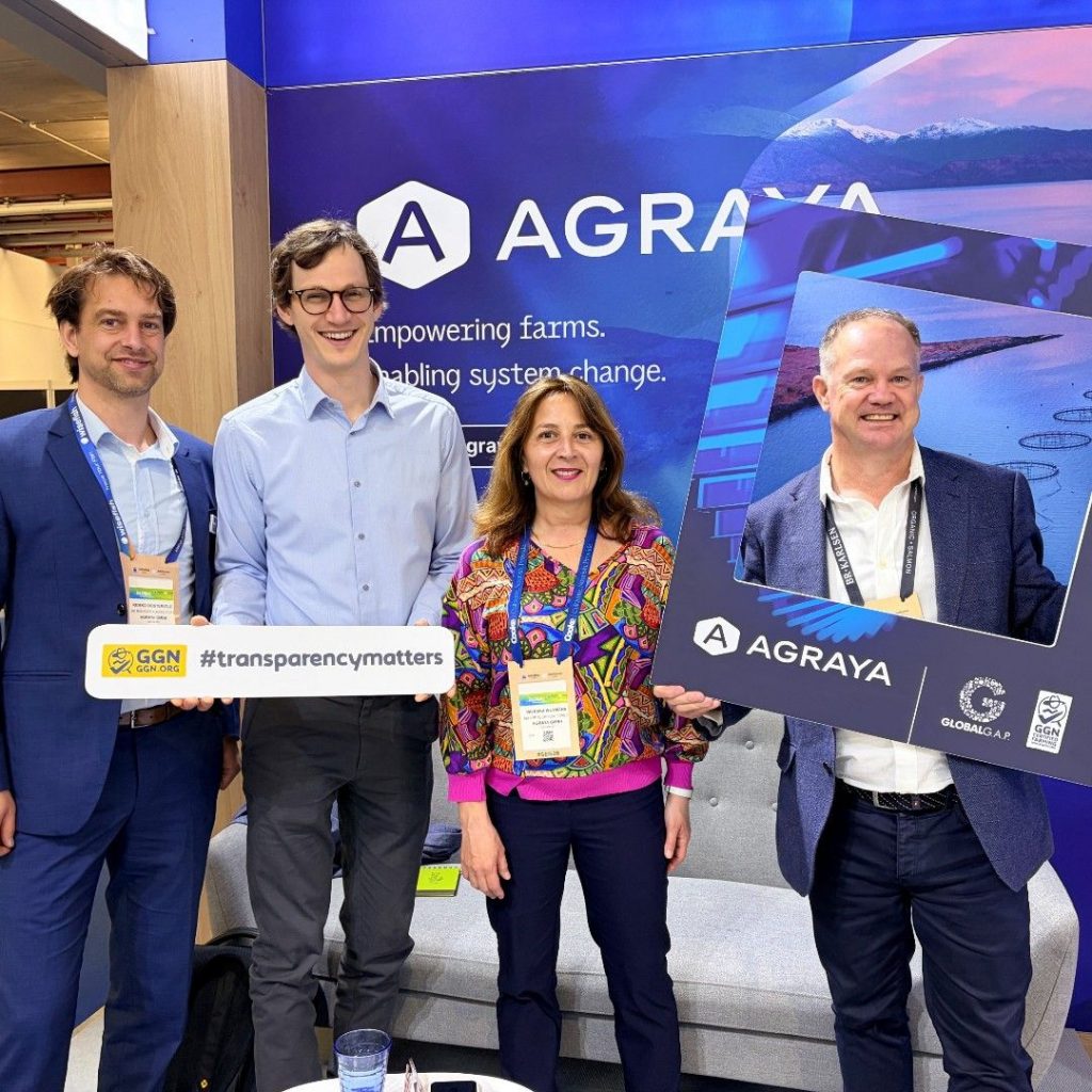 Agraya team pose with stakeholders at Seafood Expo Global in Barcelona, Spain, April 2026.