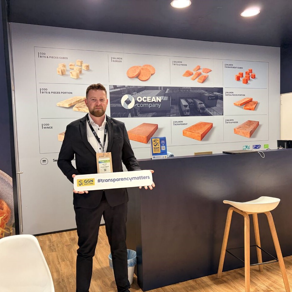 GGN label licencees support the slogan “#transparencymatters” at Seafood Expo Global in Barcelona, Spain, April 2026.
